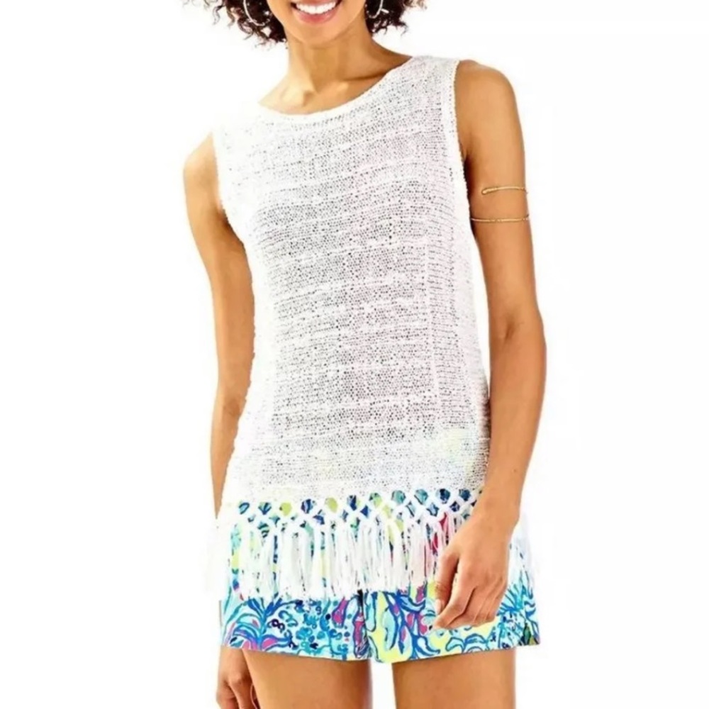 LILLY PULIZTER Luca Fringe Hem Sweater Tank Top